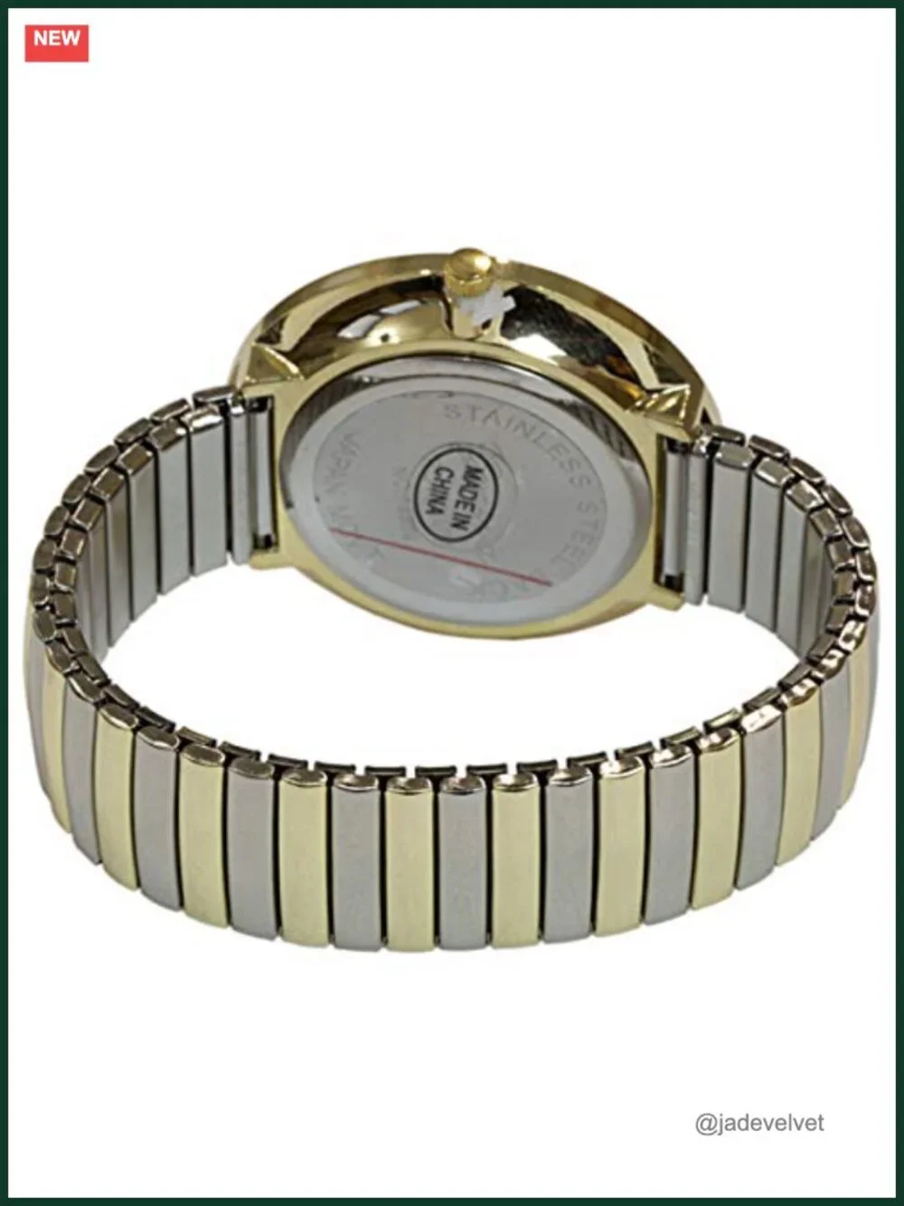 Women's Easy Read Two-Tone Stretch Band Watch Large Face Japanese Quartz